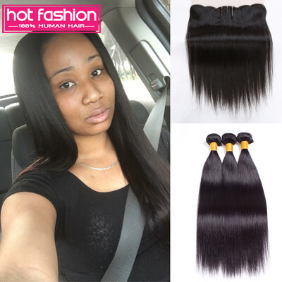 

Malaysian Straight Hair With Frontal Malaysian Hair With Frontal 3 Pcs Hot Fashion Hair Products With Frontal Bundle Top 8A Grade