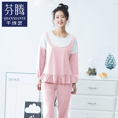

Thousands of lines fall pajamas long sleeves home suit suit Q563122 pink S
