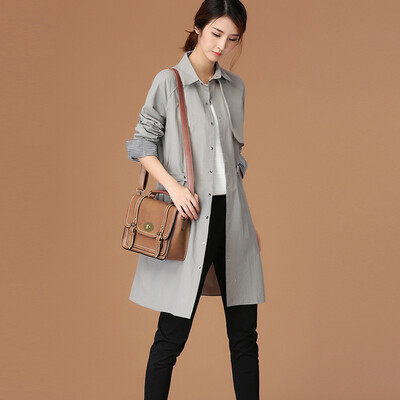 

City plus CITYPLUS art retro lofty leisure long paragraph wild thin coat coat coat CWWT173260 light gray L