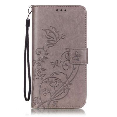 

Gray Flower Design PU Leather Flip Cover Wallet Card Holder Case for SAMSUNG S5