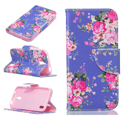 

Purple flowers Design PU Leather Flip Cover Wallet Card Holder Case for HUAWEI Y625