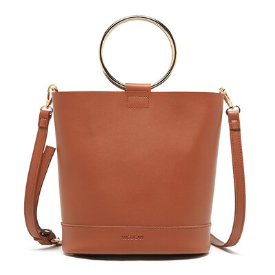 

MICOCAH Brand Fashion Women Bucket Bag 2 Pieces Metal Ring PU Leather Luxury Handbags Women Bags Designer Women Leather Handbags G