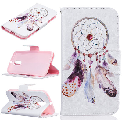 

Feather wind chimes Design PU Leather Flip Cover Wallet Card Holder Case for Moto G4G4 Plus