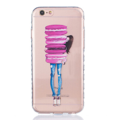 

Girl holding cake Pattern Soft Thin TPU Rubber Silicone Gel Case Cover for IPHONE 6/6S