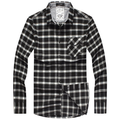 

SHENGUI / Slim your men's fashion casual grinding plaid shirt black 175 /  CE3320652A