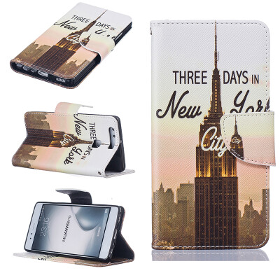 

Tower Design PU Leather Flip Cover Wallet Card Holder Case for HUAWEI P9