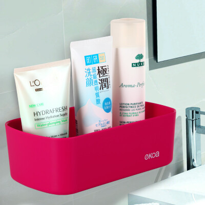 

Jingdong Supermarket Billion high EKOA bathroom racks bathroom toilet paper box free hole wall-mounted storage box sucker multi-function kitchen store box rose red