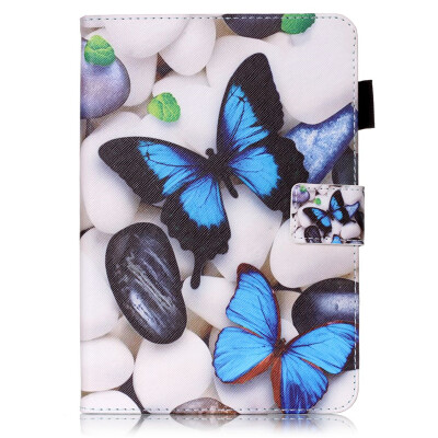 

Blue Butterfly Design PU Leather Flip Cover Wallet Card Holder Case for IPAD MINI 1234