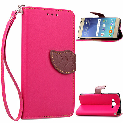 

Pink Design PU Leather Flip Cover Wallet Card Holder Case for Samsung Galaxy J3