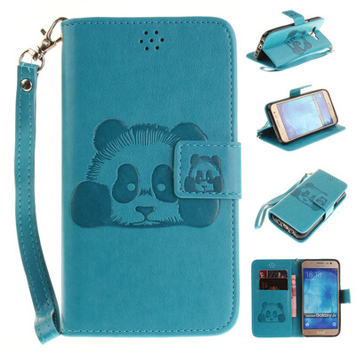 

Sky blue Panda Style Embossing Classic Flip Cover with Stand Function and Credit Card Slot for SAMSUNG GALAXY J5