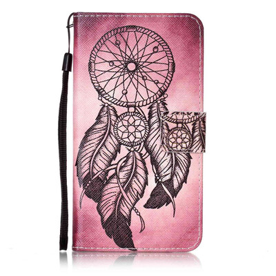 

Maroon Wind Chimes Design PU Leather Flip Cover Wallet Card Holder Case for LG X Power