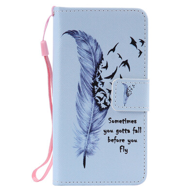 

Blue Feather Design PU Leather Flip Cover Wallet Card Holder Case for SAMSUNG A310 A32016