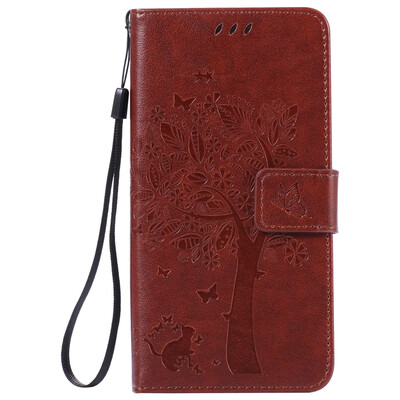 

Brown Tree Design PU Leather Flip Cover Wallet Card Holder Case for SONY M5