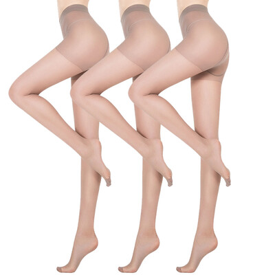 

Langsha stockings 3 pairs of thin section of the toe transparent core silk silk feel plus crotch pantyhose sexy stockings brown uniform