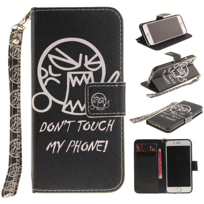

Do not touch me Design PU Leather Flip Cover Wallet Card Holder Case for IPHONE 66S