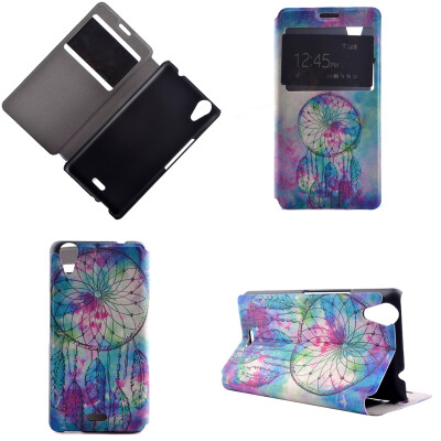 

Pink Dreamcatcher Design PU Leather Flip Cover Wallet Card Holder Case for Wiko Rainbow Up