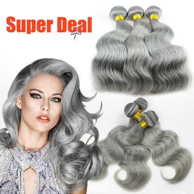 

Hot Sale! Beautiful Gray/Grey Weave Bundles 3pcs Body Wave Brazilian Human Virgin Hair Remy Hair Weft Extension 7A Grade 300g