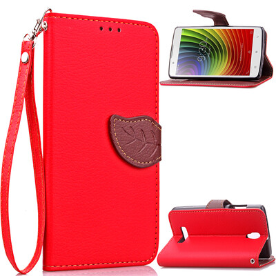 

Red Design PU Leather Flip Cover Wallet Card Holder Case for Lenovo A2010