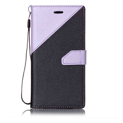 

Black + light purple Design PU Leather Wallet Case Classic Flip Cover with Stand Function and Credit Card Slot for HUAWEI Y6 II