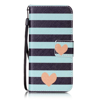 

Blue Stripes Design PU Leather Flip Cover Wallet Card Holder Case for Apple iPhone 7