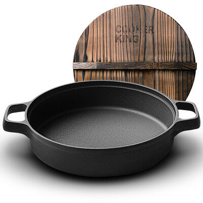 

Jingdong Supermarket Cooking Big King Pans Thickening Cast Iron Frying Plate Chinese Double Frying Pots 26cm Steak Frying Cooker Induction Cooker Universal Glove