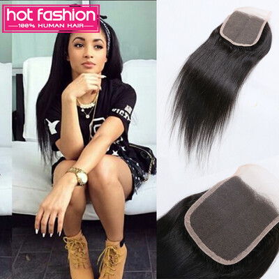 

Brazillian Silky Straight Hair Closure Brazilian Lace Closure Straight Lace Closure Bleached Knots Hot Fashion Cheap Hair
