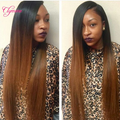 

Human Hair Ombre Lace Wig Two tone color #1b/#6 Long silky straight Malaysian Full Lace wigs and Lace Front Virgin Hair wigs