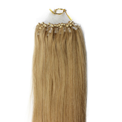 

100% Brazilian Virgin Remy Hair #27 Honey Blonde Straight Micro Bead Loop Ring Hair Extensions 1g/s