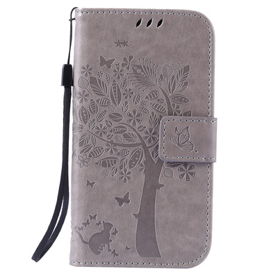 

Gray Tree Design PU Leather Flip Cover Wallet Card Holder Case for SAMSUNG J2
