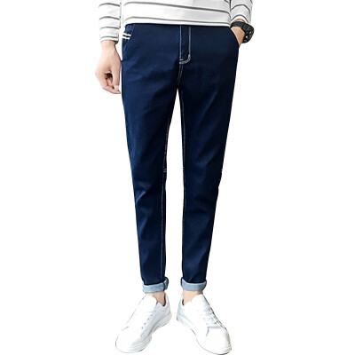 

MSEK) jeans men's fashion Slim jeans simple wind nine pants male LNK70000 dark blue 29