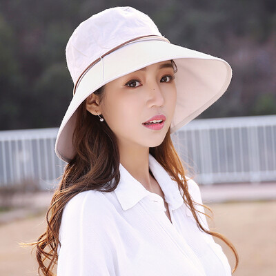 

Dusenna DUSENNA beige clasped sun hat girl summer outdoor Korean version of the sunset sun hat outdoor sunscreen hat along the foldable