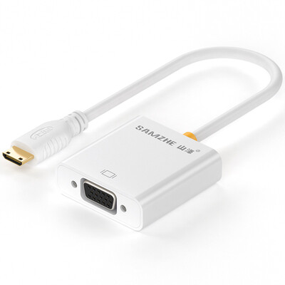 

Shanze (SAMZHE) ZJX-090 Mini HDMI VGA конвертер адаптер VGA кабель мини HD таблетки версии белого позолоченных контактных проекторов 20CM
