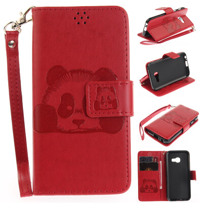 

Red Panda Style Embossing Classic Flip Cover with Stand Function and Credit Card Slot for Samsung Galaxy A3 2017/A320