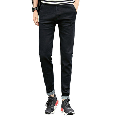 

GLO-STORY простой ветер девять штанов Slim jeans мода ножки брюки мужской LNK71005 черный 31