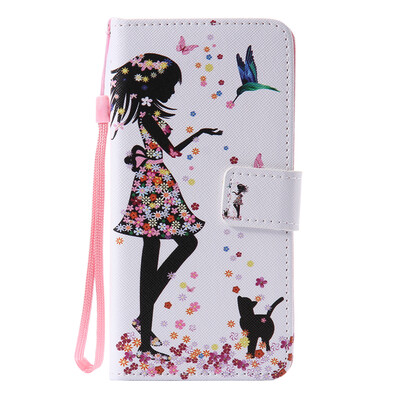 

Girl&Cat Design PU Leather Flip Cover Wallet Card Holder Case for SAMSUNG A72016
