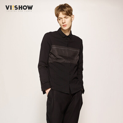 

Wei Xiu (viishow) trendy men shirt fashion stitching shirt men long sleeve casual shirt male CC1654171 black XXL