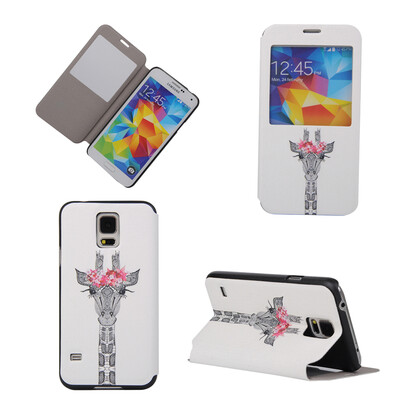 

Giraffe Design PU Leather Flip Cover Wallet Card Holder Case for Samsung Galaxy S5