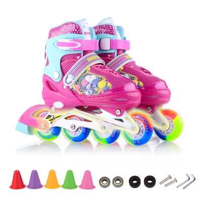 

Snoopy SNOOPY children's skates single full flashing ice skating wheel skates blue  code ET668