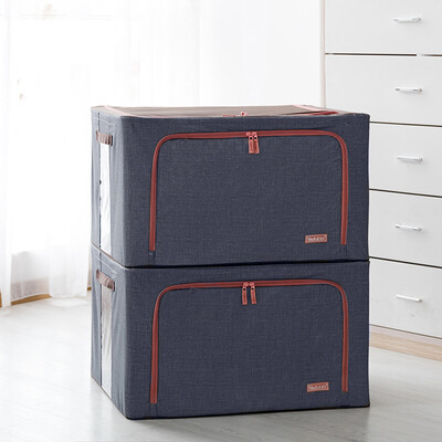 

boutique series high-end linen Oxford cloth storage box quilt finishing box large 88L2 Pack 45MM steel frame folding stor