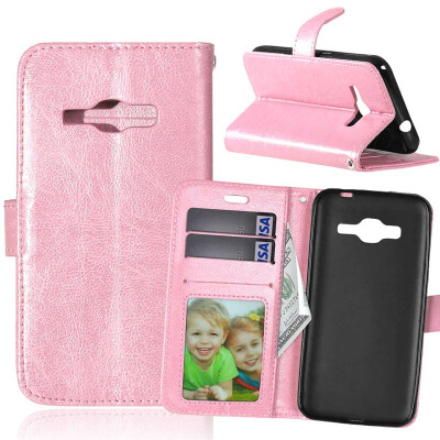 

Pink Style Classic Flip Cover with Stand Function and Credit Card Slot for SAMSUNG GALAXY J1 2016/J120F