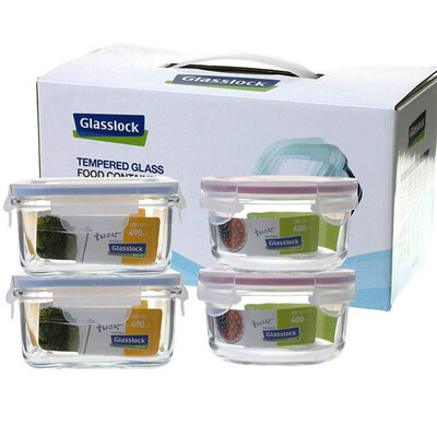 

【Jingdong Supermarket】 Sanguang Cloud glasslock Korea imported tempered glass lunch box microwave oven bowl fresh box sealed lunch box four sets / GL22