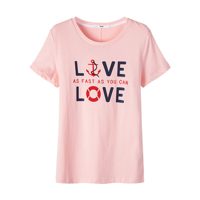 

Semir T-shirt short-sleeved T-shirt female round neck shirt embroidery printing students 12216000011 pink S