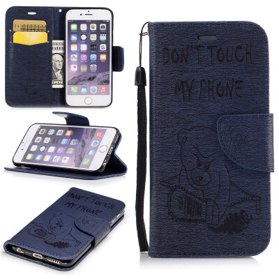 

Deep Blue Bear Style Embossing Classic Flip Cover with Stand Function and Credit Card Slot for IPHONE 6/6S