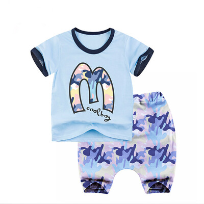 

Yue Tong Lai children's suit summer boy short-sleeved T-shirt harem pants suit summer Y1915 camouflage letters 110