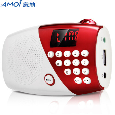 

Amoi V8 Digital Display Mini Card Subwoofer Portable USB Square Dance Elderly FM Radio Walkman Audible Speaker Red