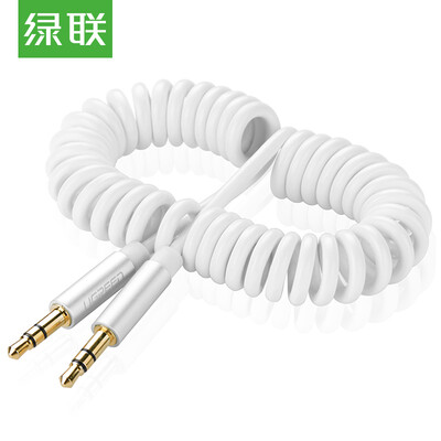 

Green UGREEN Car AUX spring audio cable 35mm public on the car stereo cable phone Tablet PC audio retractable line 15 m white 10787