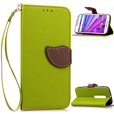 

Green Design PU Leather Flip Cover Wallet Card Holder Case for Moto Moto G3