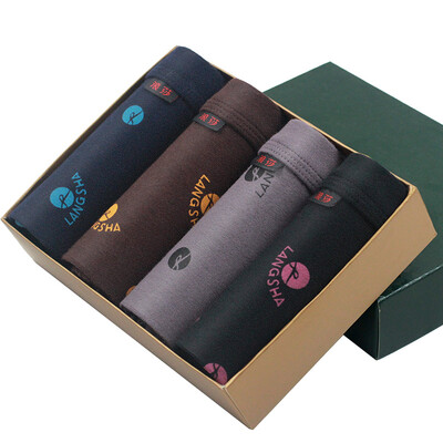 

Jingdong Supermarket Langsha men&39s underwear men&39s flat pants elastic cotton loose four corners underwear youth tide personality pants 4 gift box mix 185