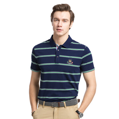 

Camel (CAMEL) men's fashion lapel stripes POLO business casual short-sleeved T-shirt X7B265203 green