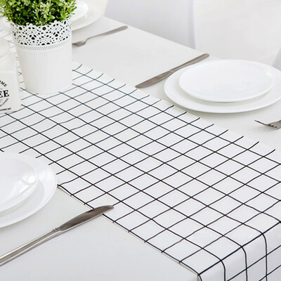 

FOOJO rich table flag modern simple coffee table dining table cloth 30 180cm white grid